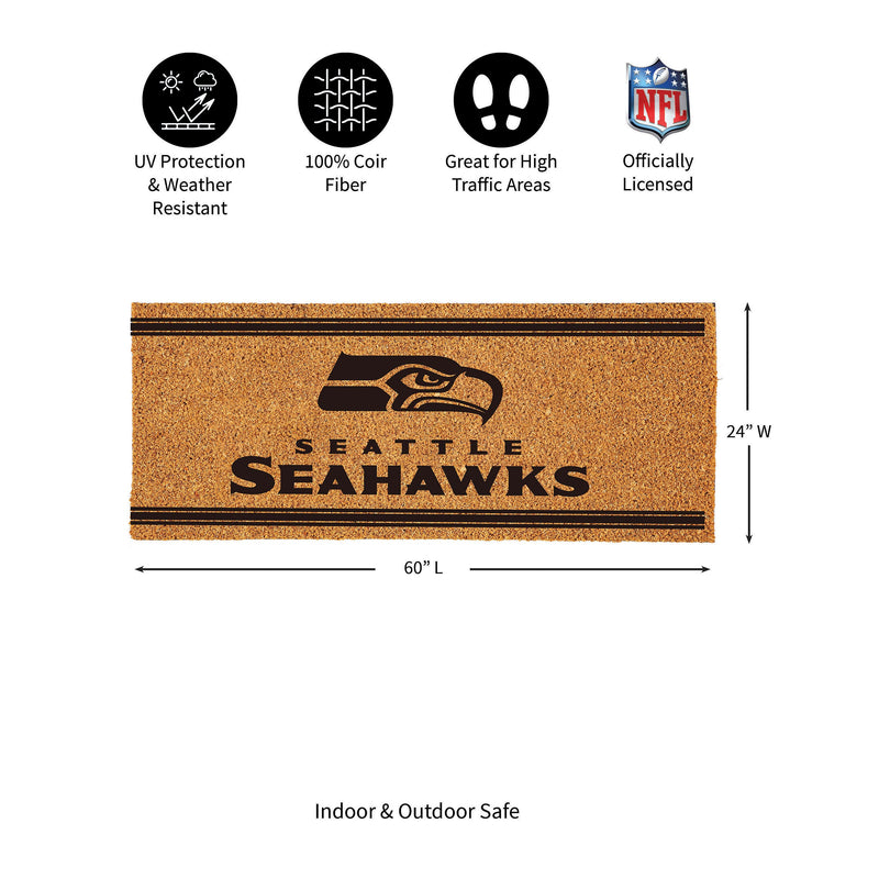 Seattle Seahawks Extra Large One Color Coir Mat, 60"x24"