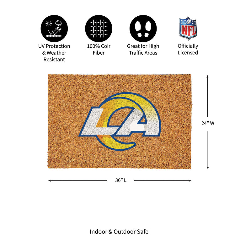 Los Angeles Rams Large Full Color Coir Mat, 36"x24"