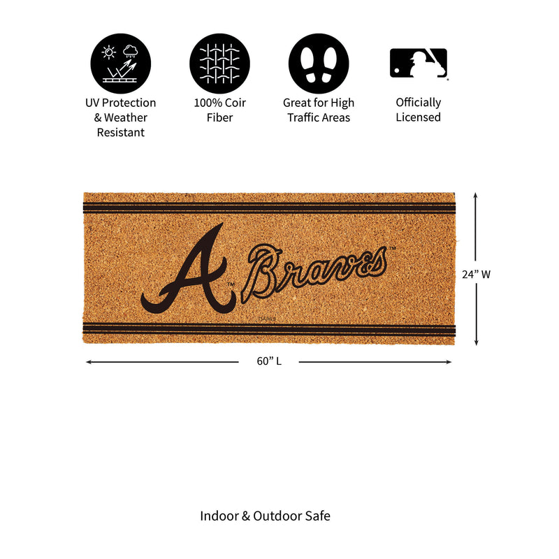 Atlanta Braves Extra Large One Color Coir Mat, 60"x24"