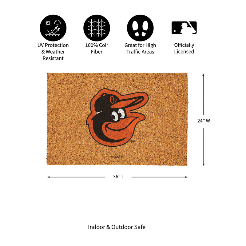Baltimore Orioles Large Full Color Coir Mat, 36"x24"