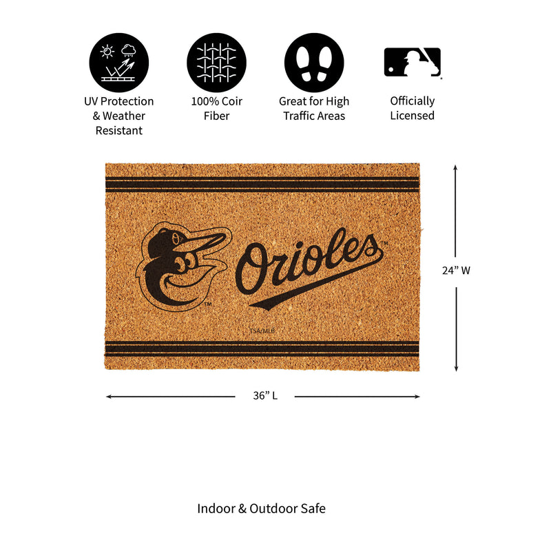 Baltimore Orioles Large One Color Coir Mat, 36"x24"