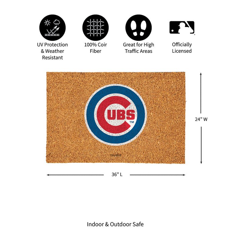Chicago Cubs Large Full Color Coir Mat, 36"x24"