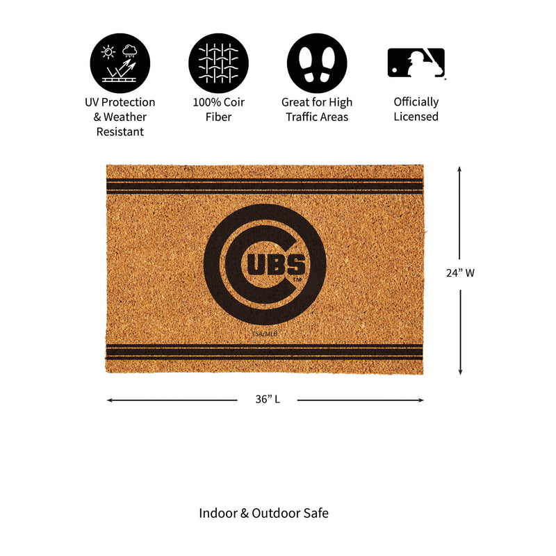 Chicago Cubs Large One Color Coir Mat, 36"x24"