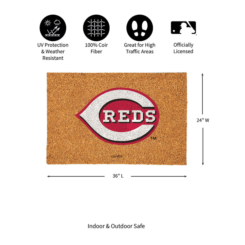 Cincinnati Reds Large Full Color Coir Mat, 36"x24"