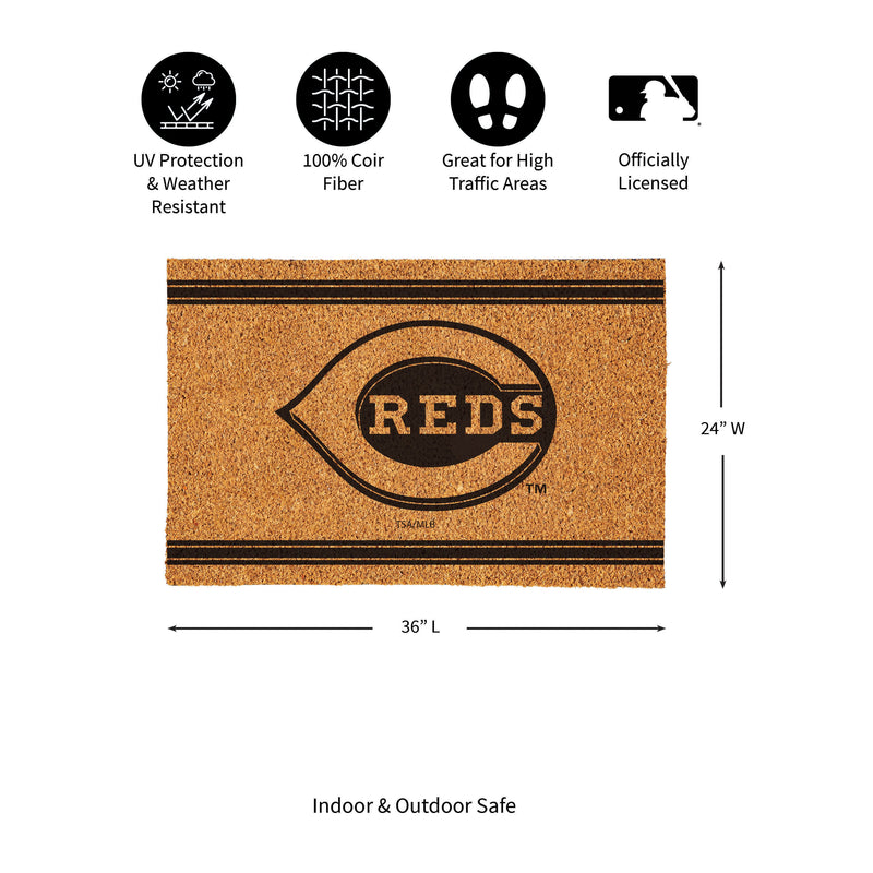Cincinnati Reds Large One Color Coir Mat, 36"x24"