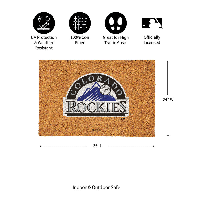 Colorado Rockies Large Full Color Coir Mat, 36"x24"