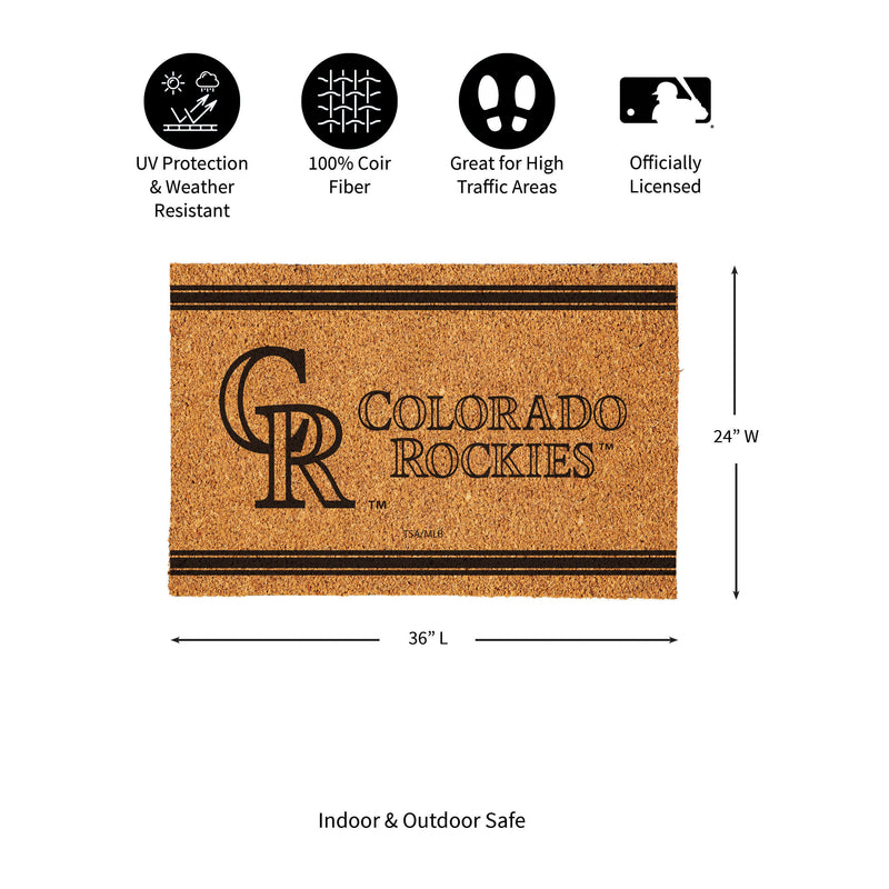 Colorado Rockies Large One Color Coir Mat, 36"x24"