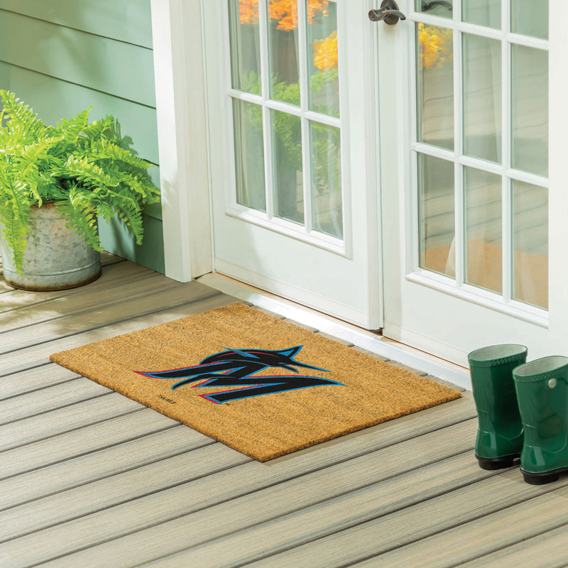 Miami Marlins Large Full Color Coir Mat, 36"x24"