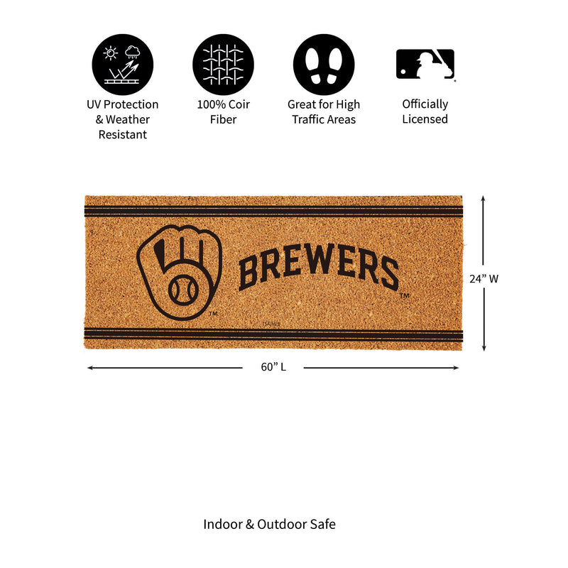 Milwaukee Brewers Extra Large One Color Coir Mat, 60"x24"