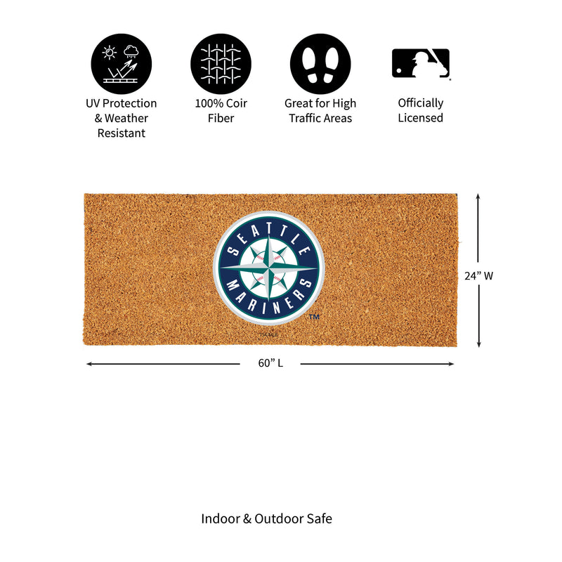Seattle Mariners Extra Large Full Color Coir Mat, 60"x24"