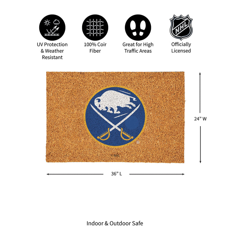 Buffalo Sabres Large Full Color Coir Mat, 36"x24"