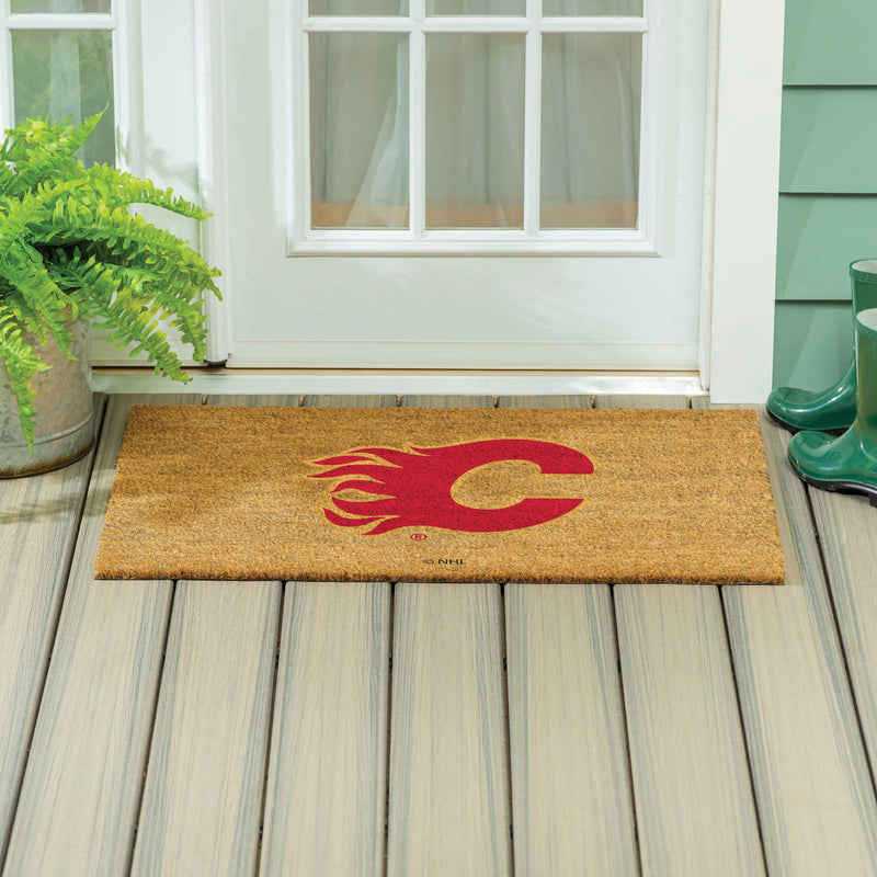 Calgary Flames Large Full Color Coir Mat, 36"x24"