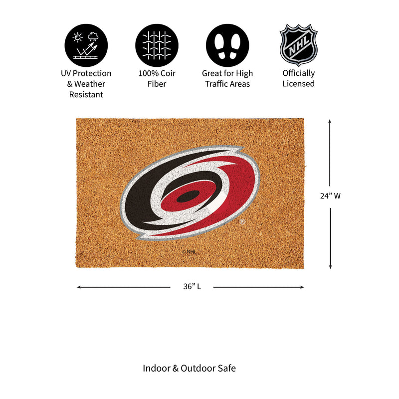 Carolina Hurricanes Large Full Color Coir Mat, 36"x24"