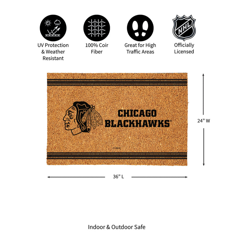 Chicago Blackhawks Large One Color Coir Mat, 36"x24"