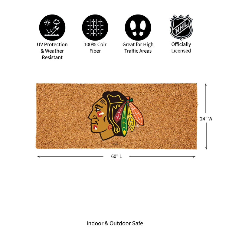 Chicago Blackhawks Extra Large Full Color Coir Mat, 60"x24"