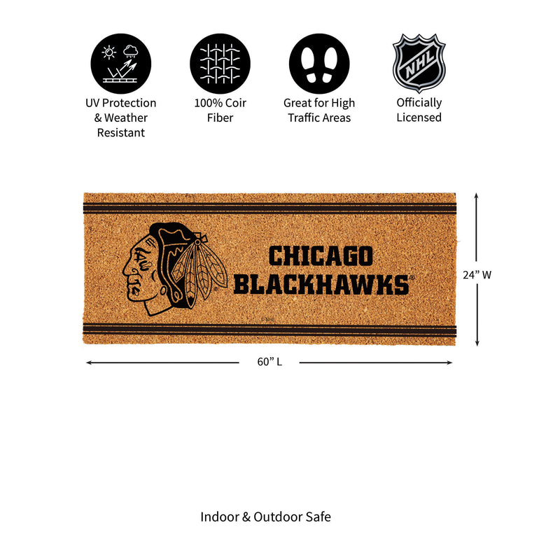 Chicago Blackhawks Extra Large One Color Coir Mat, 60"x24"