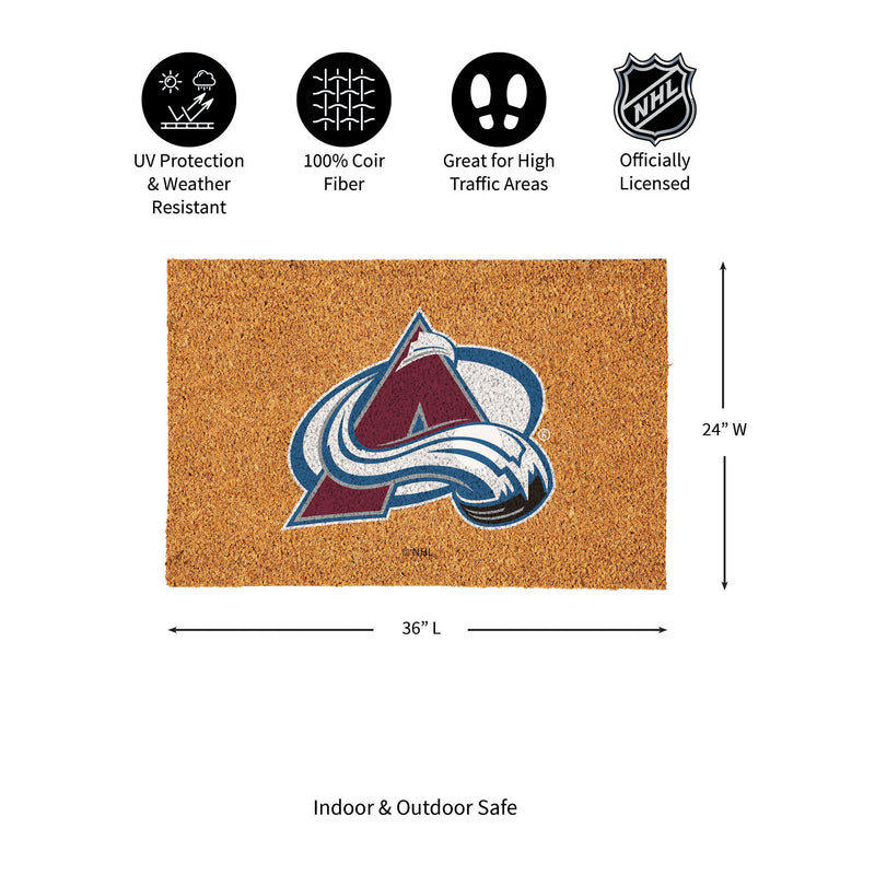 Colorado Avalanche Large Full Color Coir Mat, 36"x24"