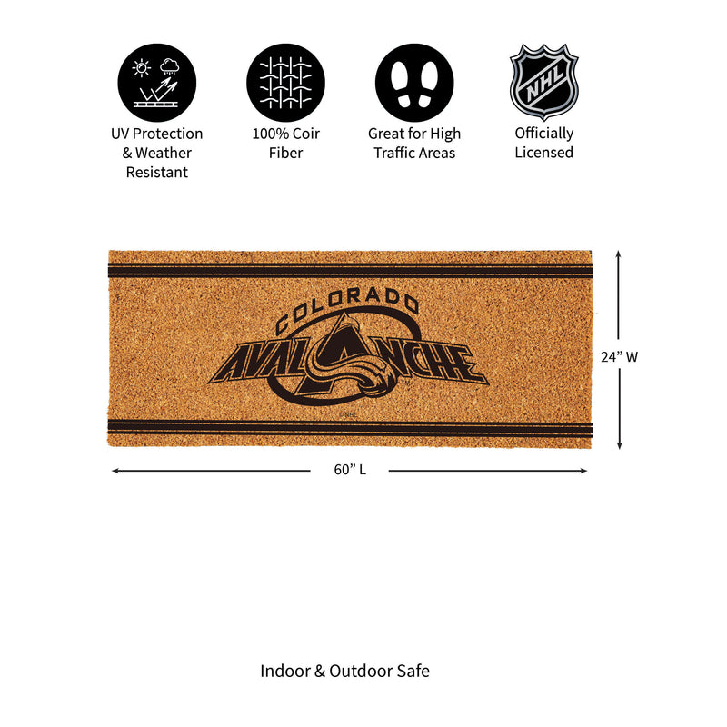 Colorado Avalanche Extra Large One Color Coir Mat, 60"x24"