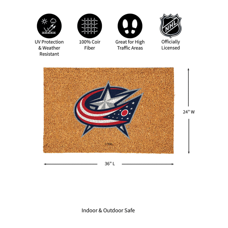 Columbus Blue Jackets Large Full Color Coir Mat, 36"x24"