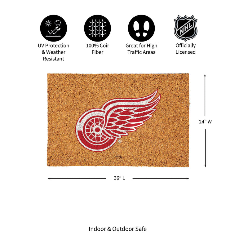 Detroit Red Wings Large Full Color Coir Mat, 36"x24"