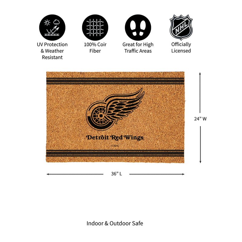 Detroit Red Wings Large One Color Coir Mat, 36"x24"