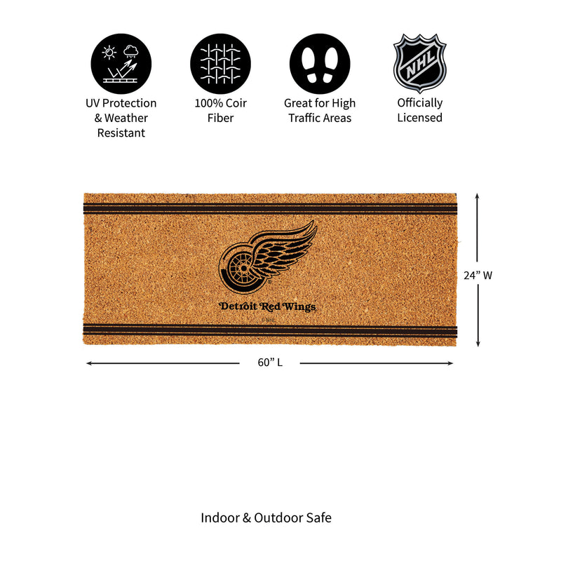 Detroit Red Wings Extra Large One Color Coir Mat, 60"x24"