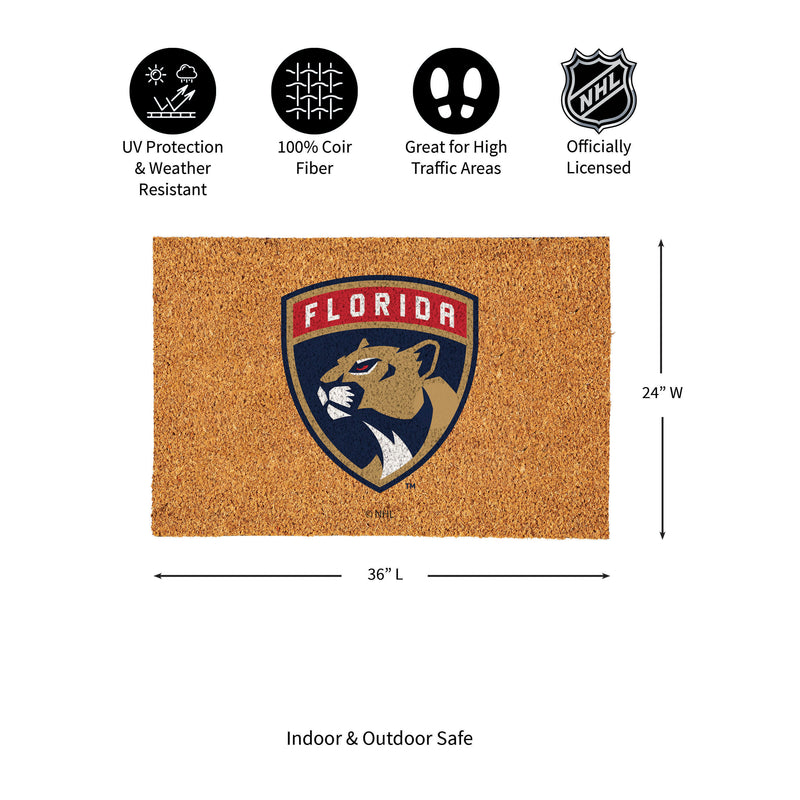 Florida Panthers Large Full Color Coir Mat, 36"x24"