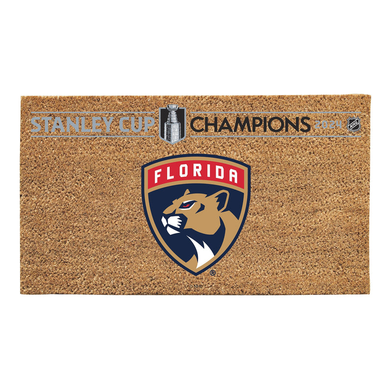 Florida Panthers Natural Coir Mat Background with Color Logo, Stanley Cup Champions 2024
