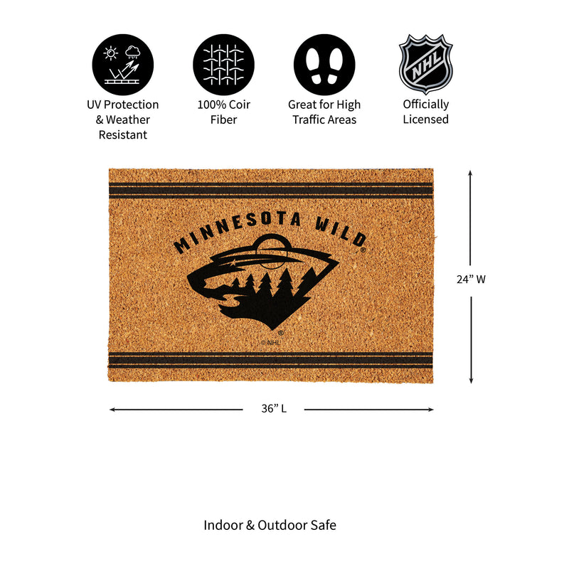 Minnesota Wild Large One Color Coir Mat, 36"x24"