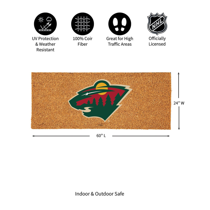 Minnesota Wild Extra Large Full Color Coir Mat, 60"x24"
