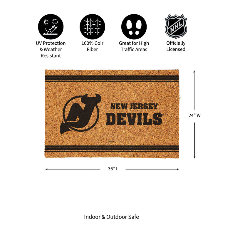 New Jersey Devils Large One Color Coir Mat, 36"x24"