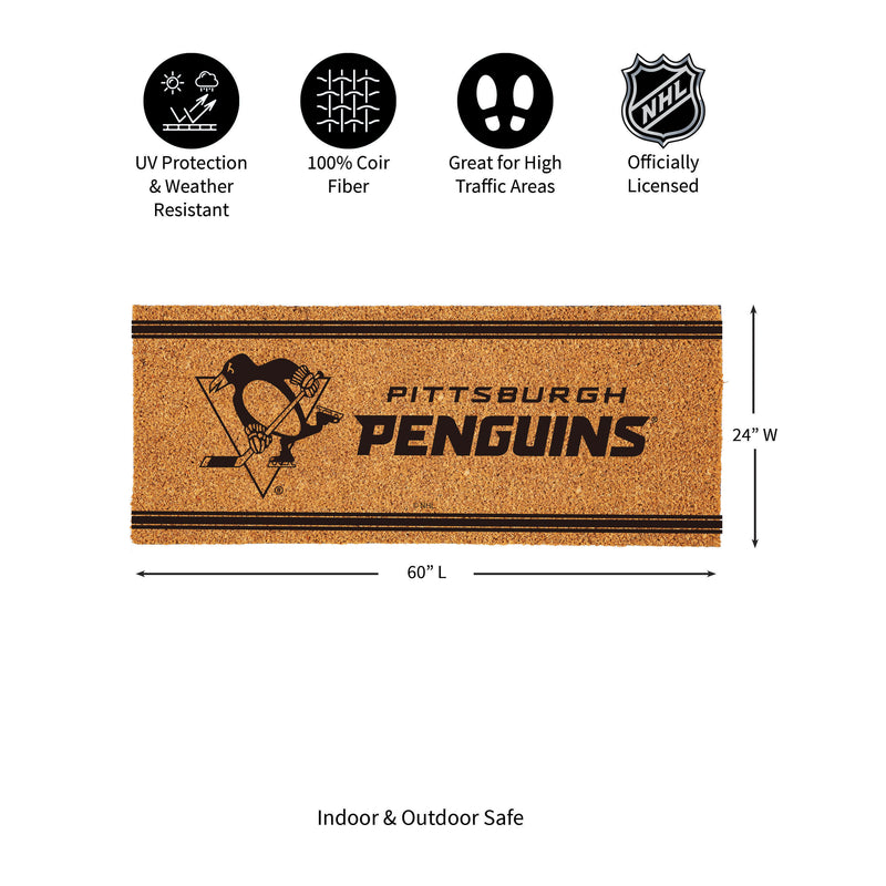 Pittsburgh Penguins Extra Large One Color Coir Mat, 60"x24"