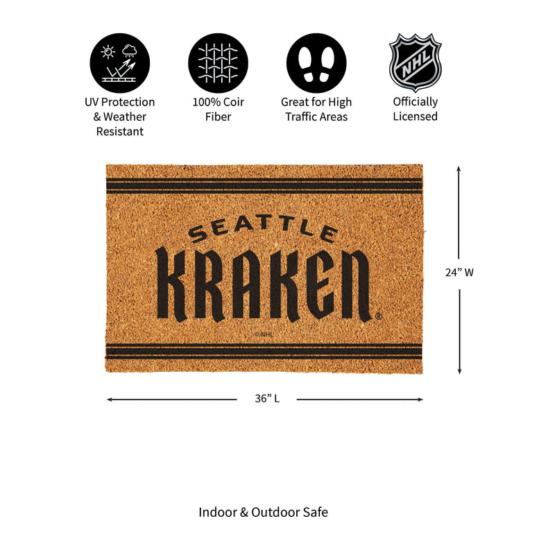 Seattle Kraken Large One Color Coir Mat, 36"x24"
