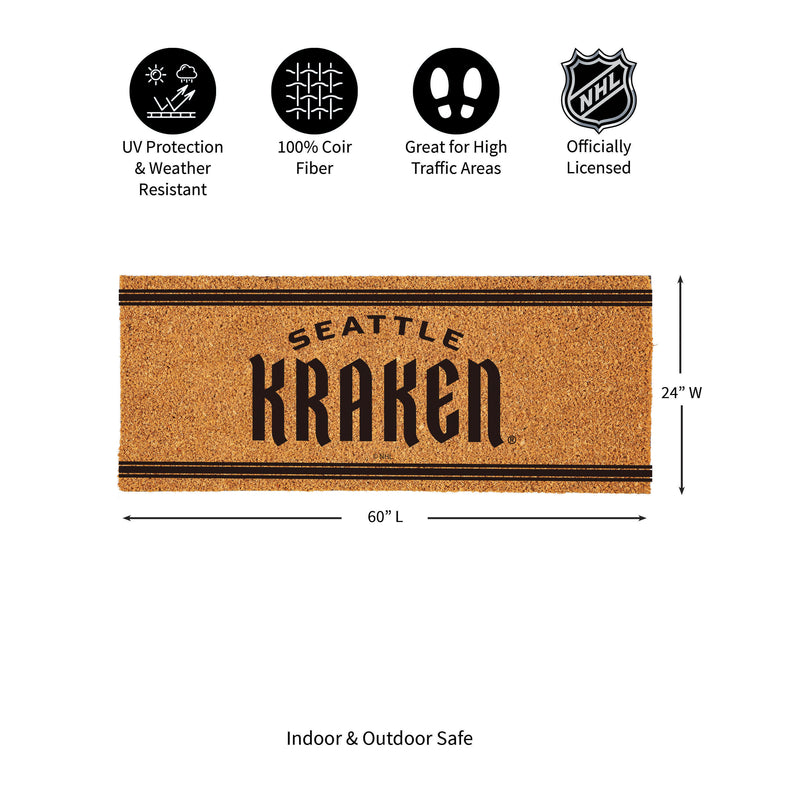Seattle Kraken Extra Large One Color Coir Mat, 60"x24"