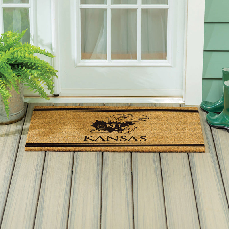 University of Kansas Large One Color Coir Mat, 36"x24"