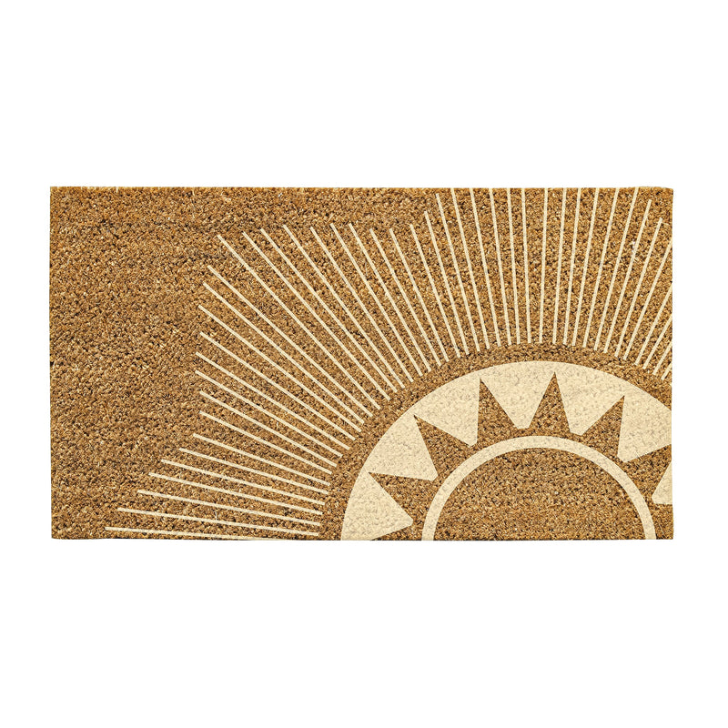 Geometric Sun Natural Coir Mat, 30"Lx18"H