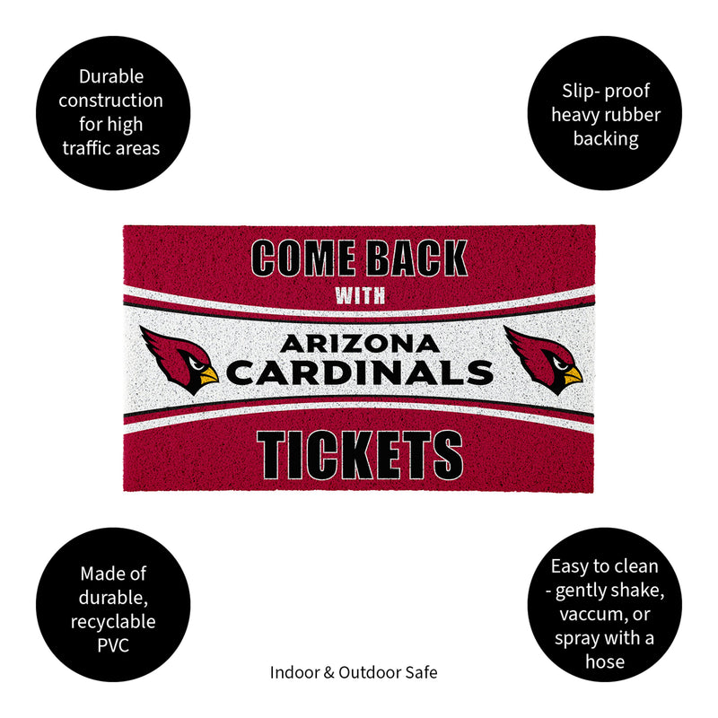 28" x 16" PVC Trapper Mat, Come Back with Tickets, Arizona Cardinals