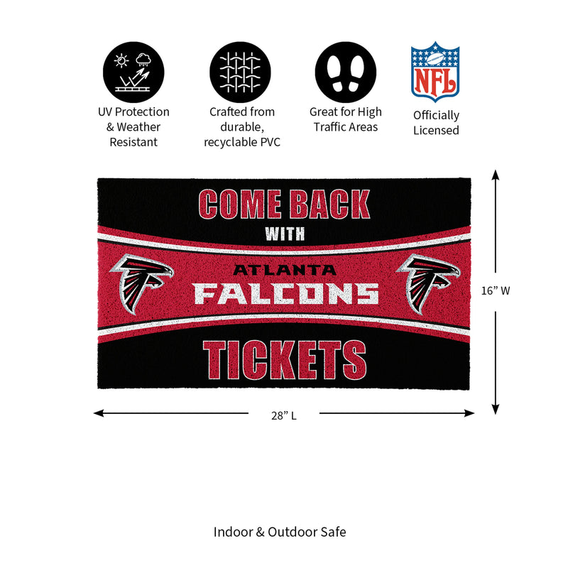 28" x 16" PVC Trapper Mat, Come Back with Tickets, Atlanta Falcons