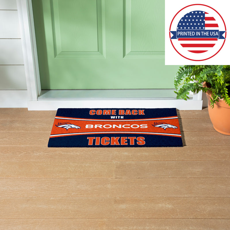 28" x 16" PVC Trapper Mat, Come Back with Tickets, Denver Broncos
