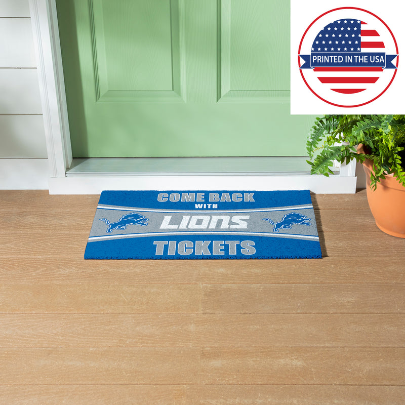28" x 16" PVC Trapper Mat, Come Back with Tickets, Detroit Lions