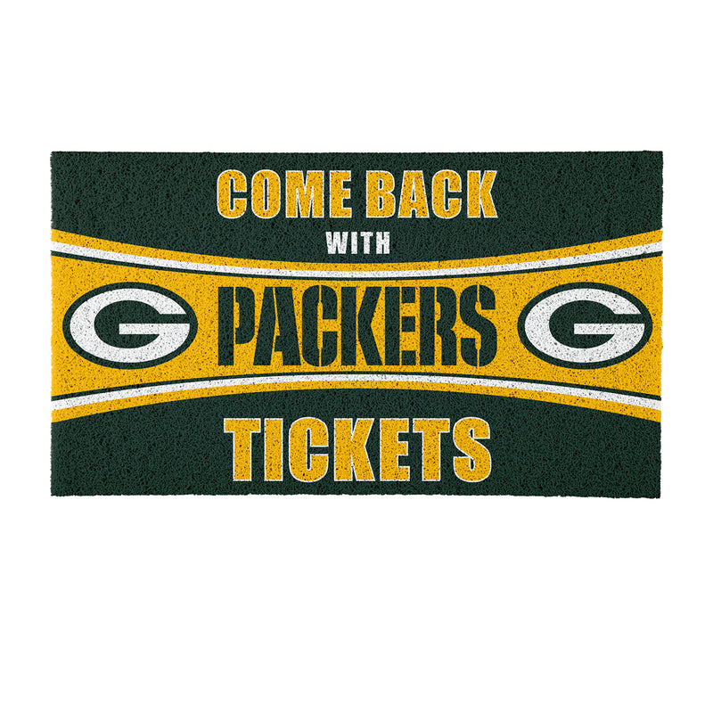 28" x 16" PVC Trapper Mat, Come Back with Tickets, Green Bay Packers