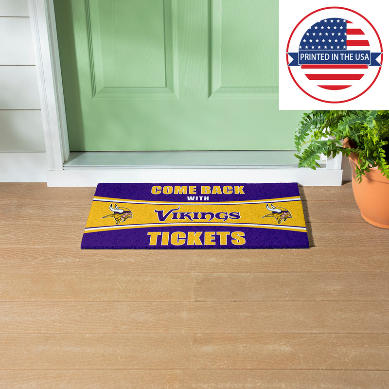 28" x 16" PVC Trapper Mat, Come Back with Tickets, Minnesota Vikings