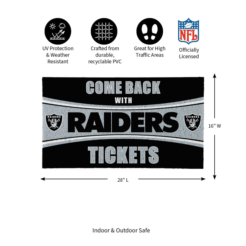 28" x 16" PVC Trapper Mat, Come Back with Tickets, Las Vegas Raiders
