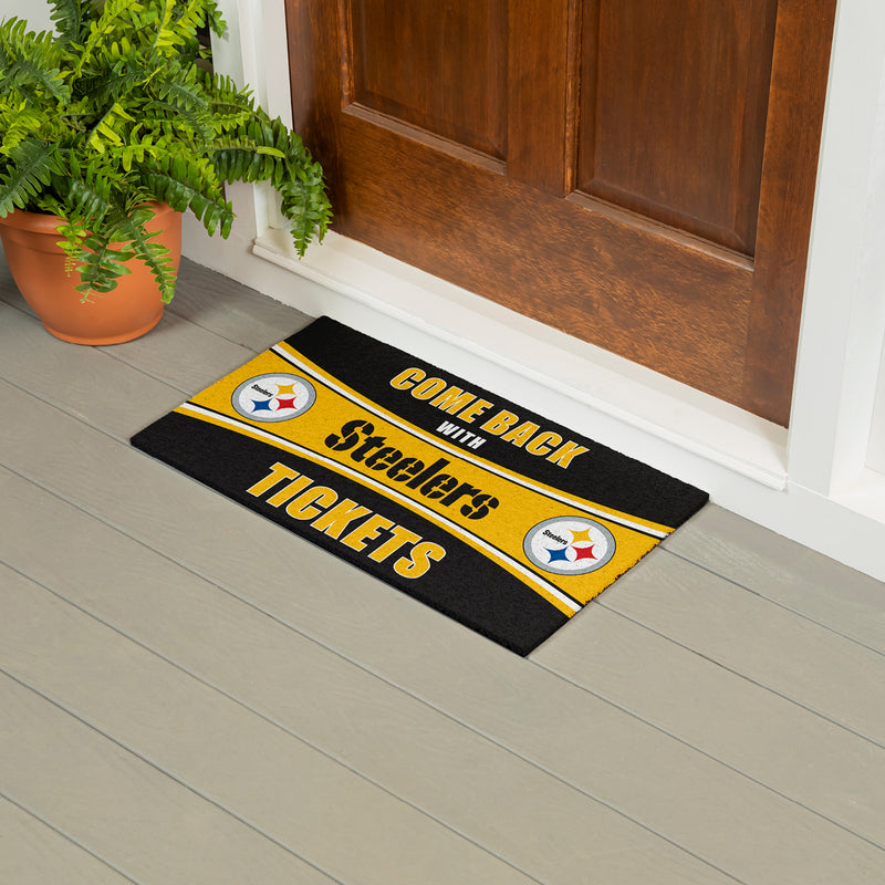 28" x 16" PVC Trapper Mat, Come Back with Tickets, Pittsburgh Steelers