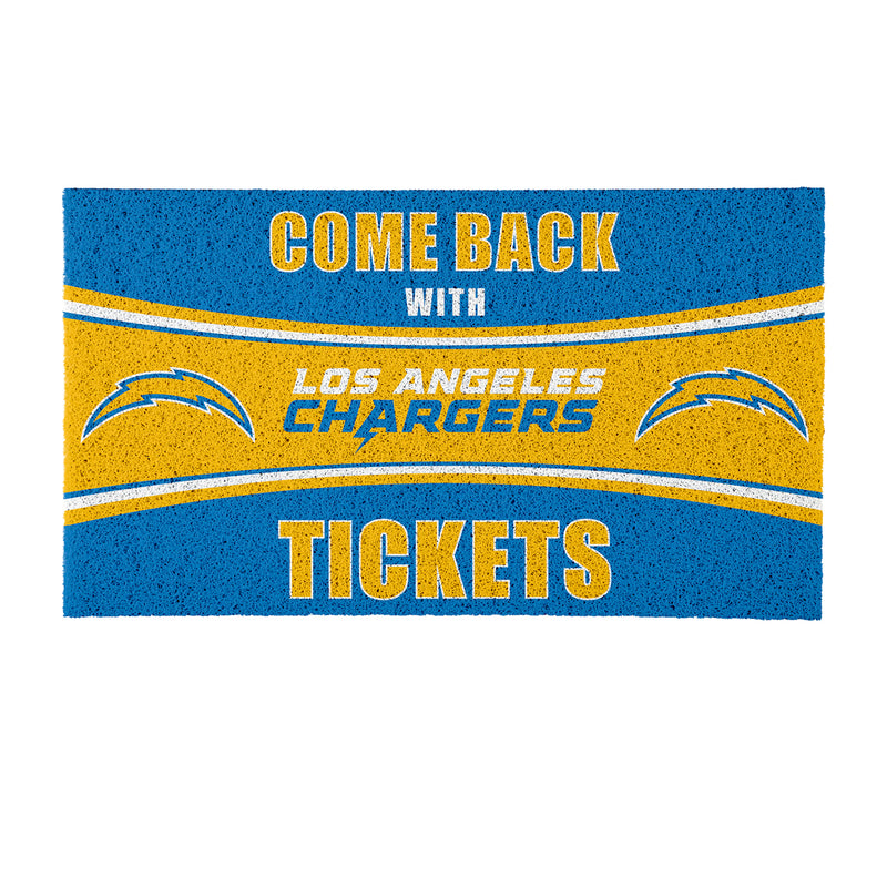 28" x 16" PVC Trapper Mat, Come Back with Tickets, Los Angeles Chargers
