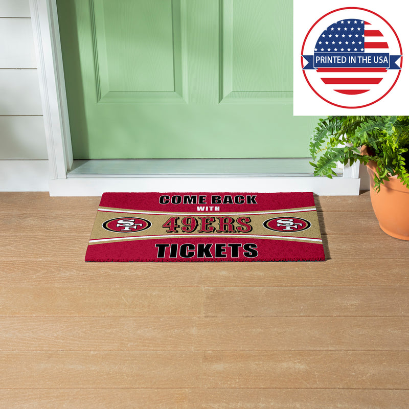 28" x 16" PVC Trapper Mat, Come Back with Tickets, San Francisco 49ers