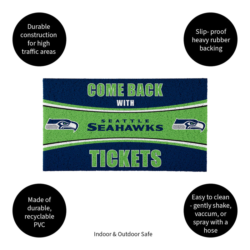 28" x 16" PVC Trapper Mat, Come Back with Tickets, Seattle Seahawks