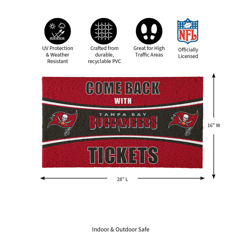 28" x 16" PVC Trapper Mat, Come Back with Tickets, Tampa Bay Buccaneers