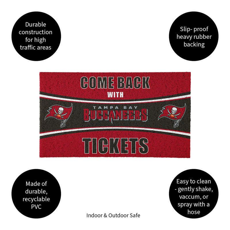 28" x 16" PVC Trapper Mat, Come Back with Tickets, Tampa Bay Buccaneers