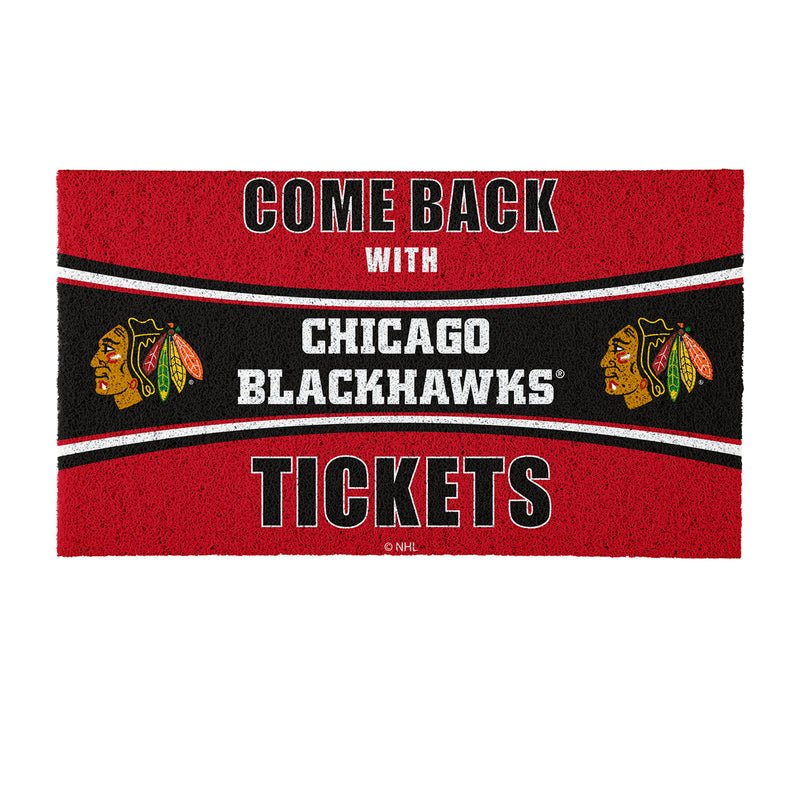 28" x 16" PVC Trapper Mat, Come Back with Tickets, Chicago Blackhawks